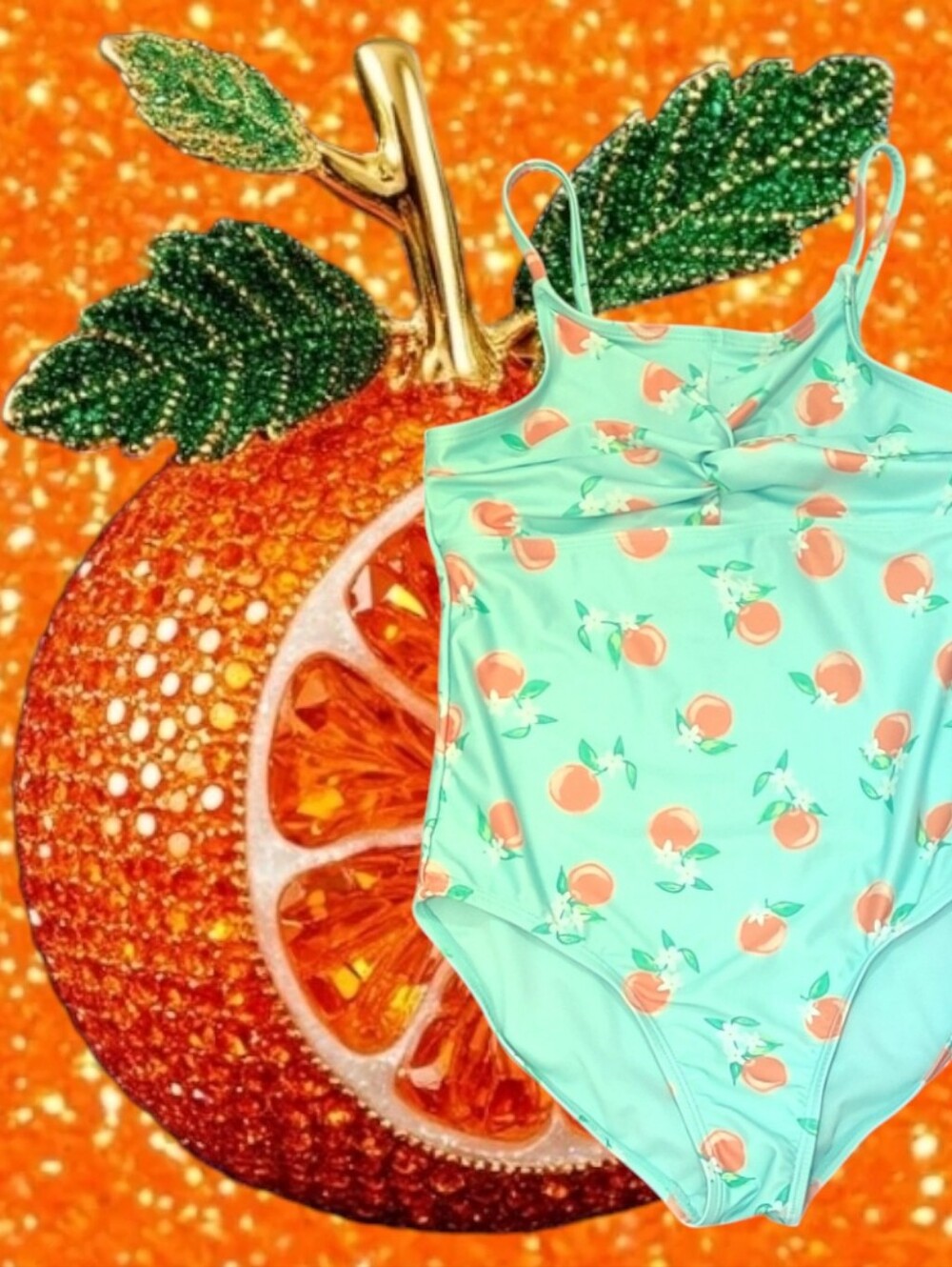Wonder Nation Girl's One-piece "Oranges" Themed Swimsuit